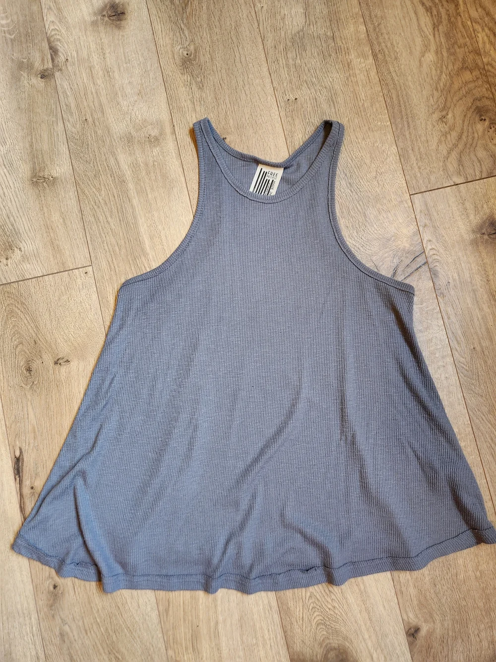 Free People Rayon Slub Beach Ribbed Tank Top Gray Medium